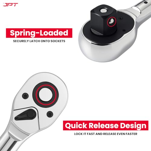 JPT Heavy-Duty 01 Inch Extra Long Ratchet Handle/Wrench | 24 Tooth Reversible Ratchet | Cr-V Steel Made | Quick Release Ratchet Handle for Industries Maintenance, Auto Repair, Motorcycles - Image 4