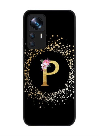 Rugged Black edge case for Xiaomi 12T/12T Pro, Slim fit Rubber Edges  -  Custom Monogram Initial Letter Floral Pattern Alphabet - P  (Black ) - pzsku/ZC547BF2AA2C31C9CE8DDZ/45/_/1704954846/f68d25b8-8631-456e-9d95-2cd0c5519639