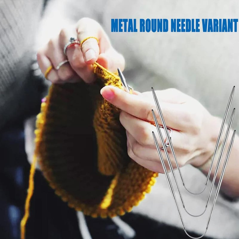 3 Pcs Metal Circular Knitting Needles Set For Sweaters And Garment Crafting - Image 4
