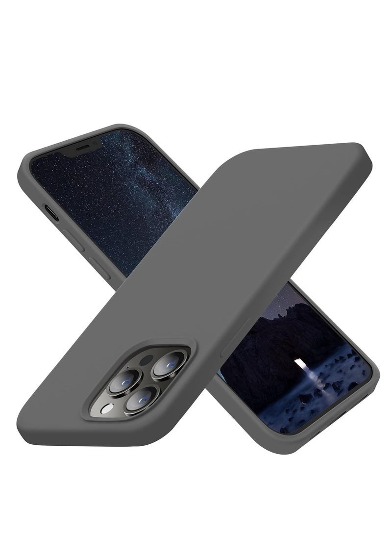 ten.tech Liquid Silicone Case for iPhone 13 Pro Max, Shockproof Anti-Fingerprint Anti-Scratch Slim Soft Rubber Case for iPhone 13 Pro Max (Dark Grey) - Image 1