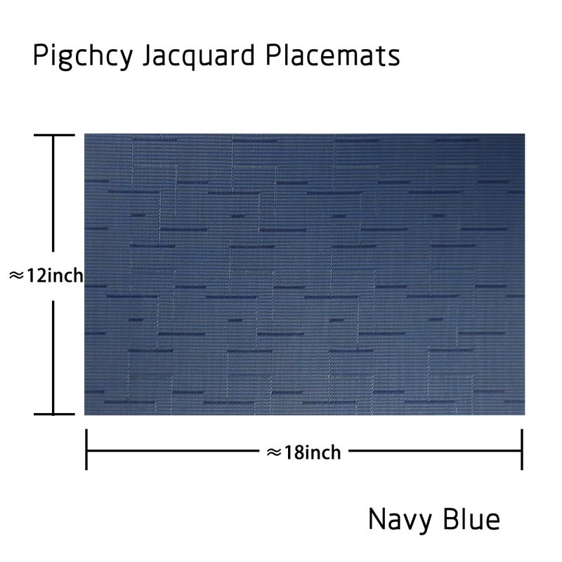 PIGCHCY Plastic Placemats Washable Durable Vinyl Woven Table Mats Elegant Heat Resistant Placemats for Dining Table Set of 4 (18 x 12 inches Midnight Blue) - Image 2