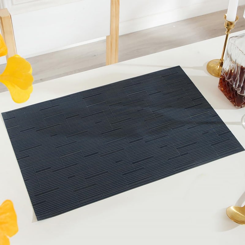 PIGCHCY Plastic Placemats Washable Durable Vinyl Woven Table Mats Elegant Heat Resistant Placemats for Dining Table Set of 4 (18 x 12 inches Midnight Blue) - Image 5