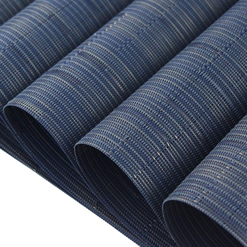 PIGCHCY Plastic Placemats Washable Durable Vinyl Woven Table Mats Elegant Heat Resistant Placemats for Dining Table Set of 4 (18 x 12 inches Midnight Blue) - Image 3