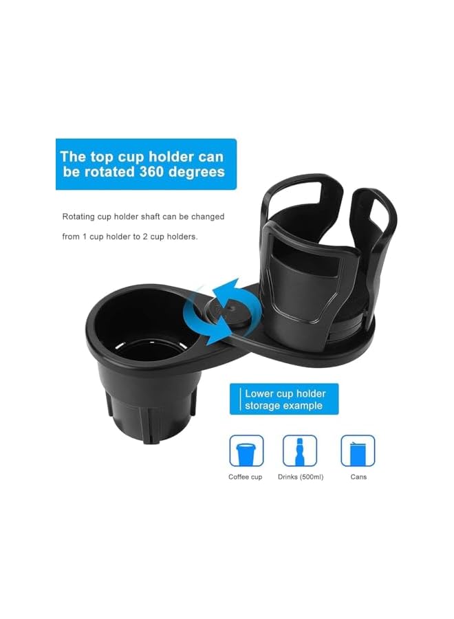 S-TOP Car Cup Holder Expander, Adjustable Automotive Beverage Holder Adapter with Stable Swivel Base, 2 in 1 Cup Expander Accessory for Various Vehicle Models and Sizes - Image 2