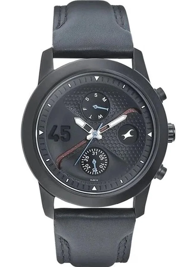 TITAN Men's Analog Display Watch With Black Leather Strap - 3216NL01