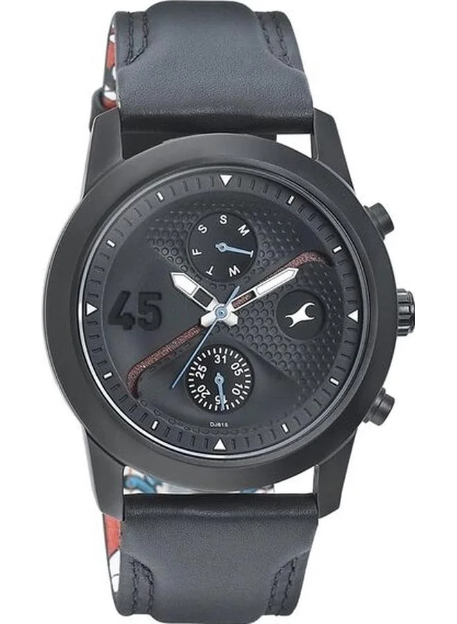 TITAN Men's Analog Display Watch With Black Leather Strap - 3216NL01