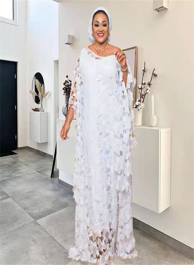 Loquat Women's Lace Loose Oversize Dress White 