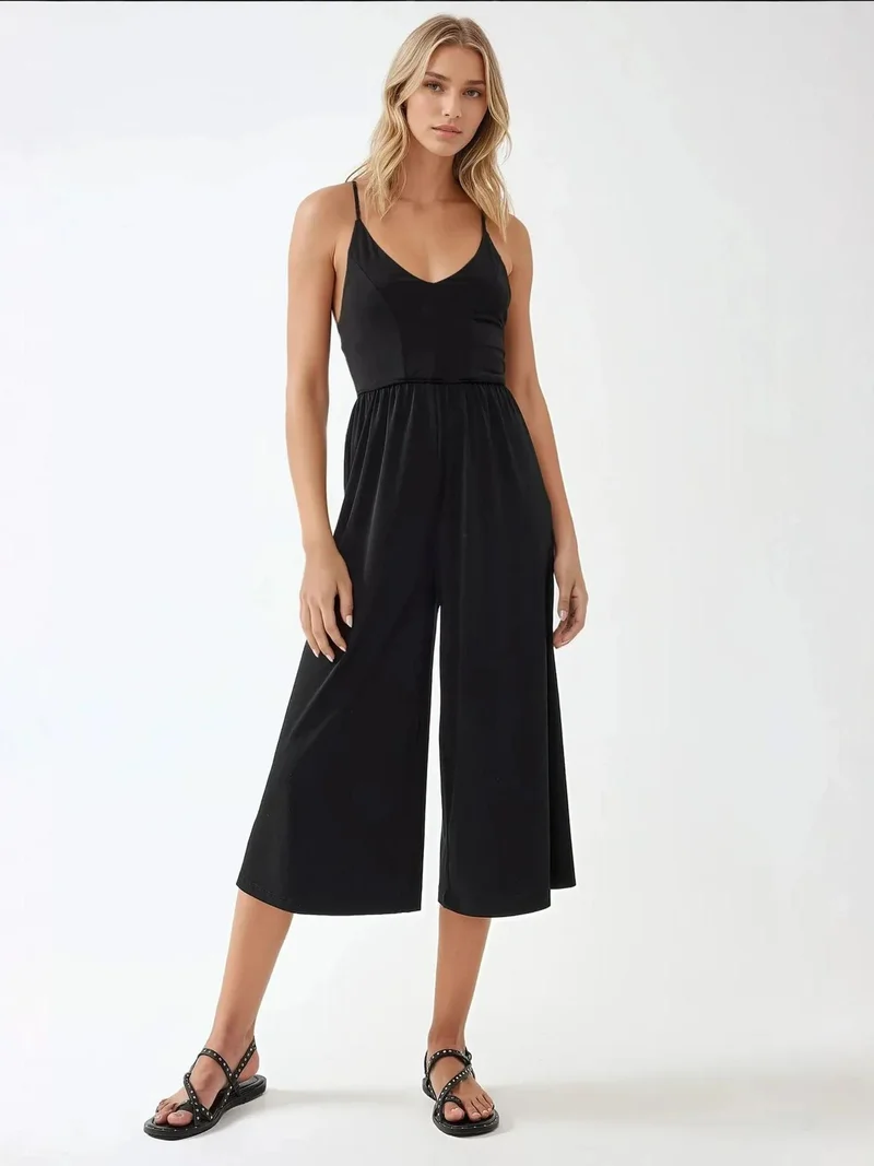 V-Neck Basic Jumpsuit