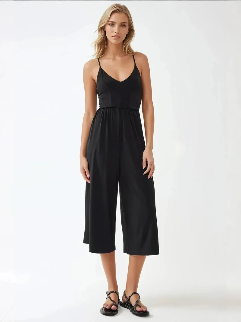 HICCUP V-Neck Basic Jumpsuit