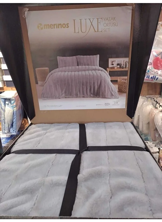 ميرينوس Luxe Double Bedspread Set - Gray Line Model
