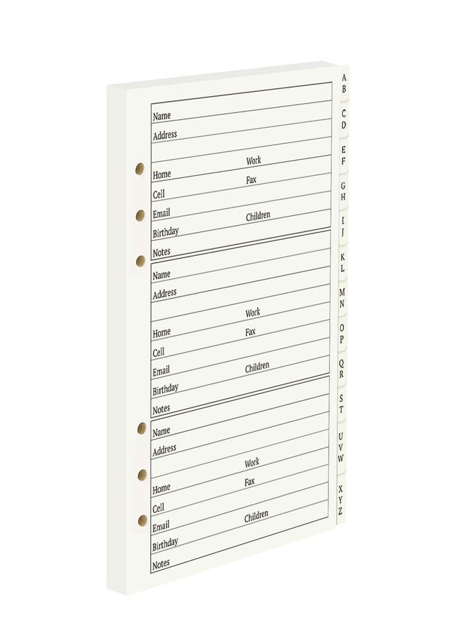 suituts Address Book Refill Pages with Alphabetical Tabs, Large Print 600 Contacts Refillable Pages, A5 6-Ring Address Page for Senior Home Office - Image 1
