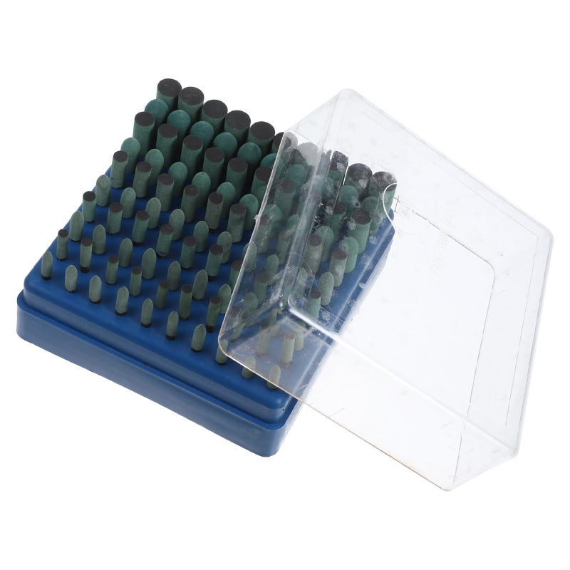 Green Rubber Abrasive Mounted Points Set 100pcs Assorted Grinding Stones for Rotary Tools Metal Polishing - Image 2