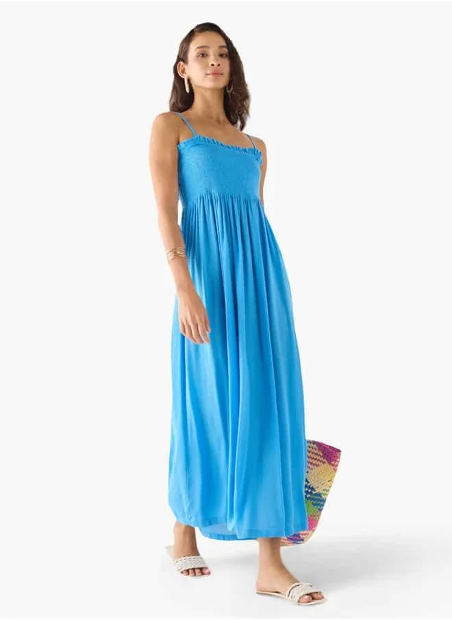 FAV Smocked Detail Sleeveless A-line Maxi Dress