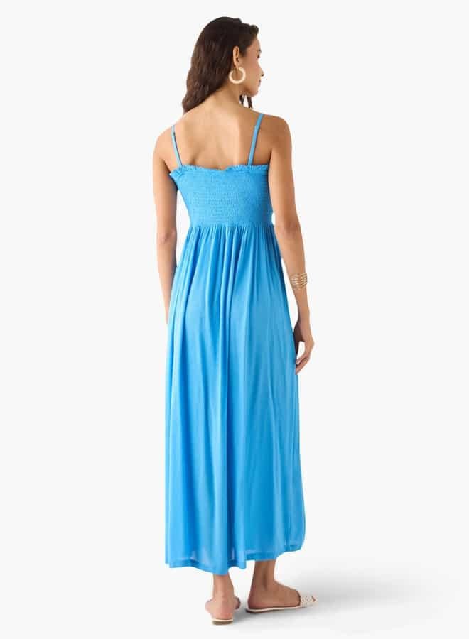 سبلاش فيڤ فستان ماكسي بياقة سموكد - Image 4