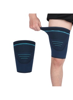 Anti-Slip Thigh Compression Sleeve - Breathable Quad & Hamstring Support Wrap for Women Men, XL, 1 Pack (Blue)