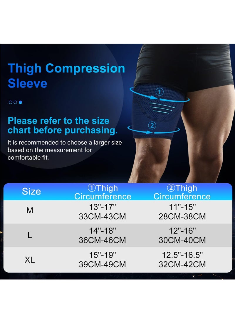 Sweet seven - Anti-Slip Thigh Compression Sleeve - Breathable Quad & Hamstring Support Wrap for Women Men, XL, 1 Pack (Blue) - Image 1