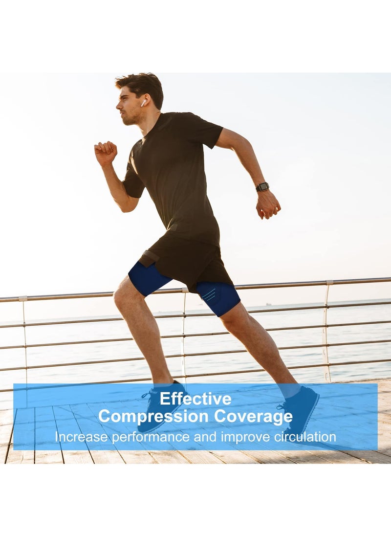 Sweet seven - Anti-Slip Thigh Compression Sleeve - Breathable Quad & Hamstring Support Wrap for Women Men, XL, 1 Pack (Blue) - Image 1