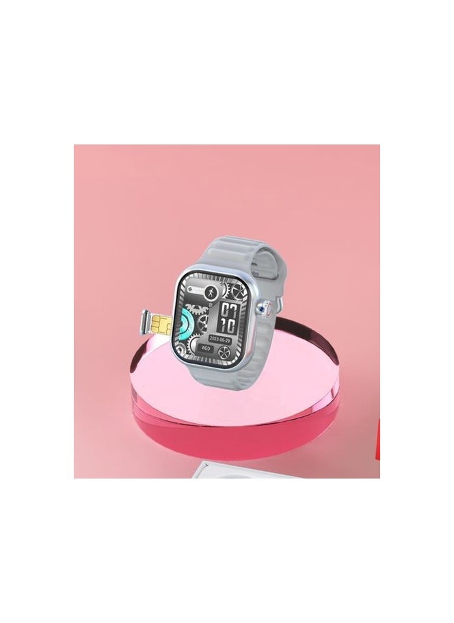 modio Modio ST12 Smart Watch 2.2 Inch Full Screen Display With 4G SIM card Support 3 Pair Straps and Wireless Charger For Ladies and Gents Silver  - Image 4