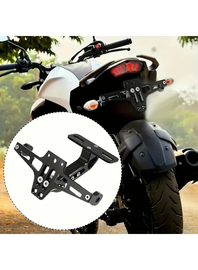 Black CNC Aluminum Adjustable Motorcycle License Plate Holder Tail Light Bracket - Image 5