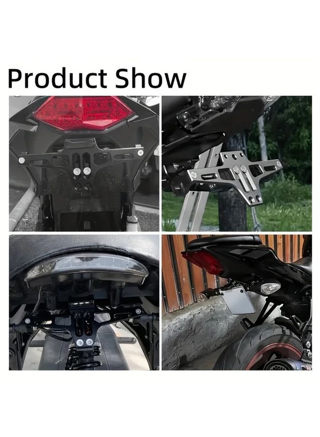 Black CNC Aluminum Adjustable Motorcycle License Plate Holder Tail Light Bracket - Image 4