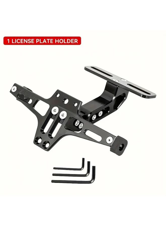 Black CNC Aluminum Adjustable Motorcycle License Plate Holder Tail Light Bracket - Image 1