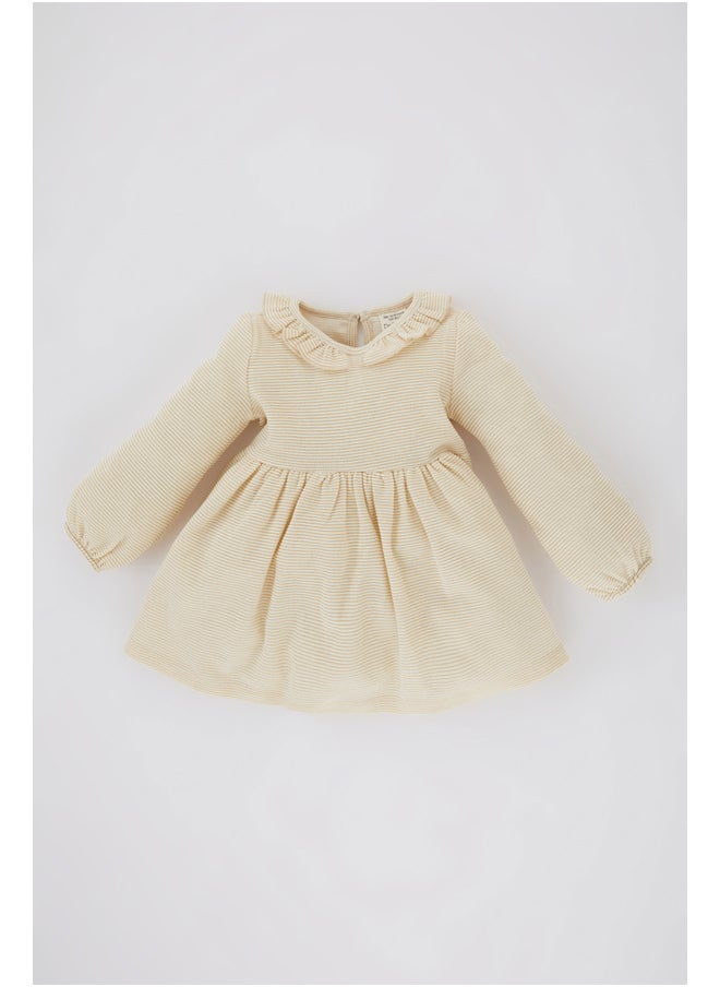 DeFacto Babygirl Regular Fit Frill Neck Long Sleeve Knitted Dress  - Image 1