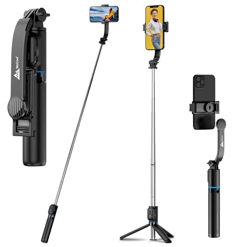 WeCool S2s Selfie Stick Tripod, 6sec Telescopic Pole with 42in/106cm extendable Selfie Stick, Detachable Mobile Holder with Wireless Remote for Photoshoot & Vlogging, Compatible with iPhone & Android - Image 1