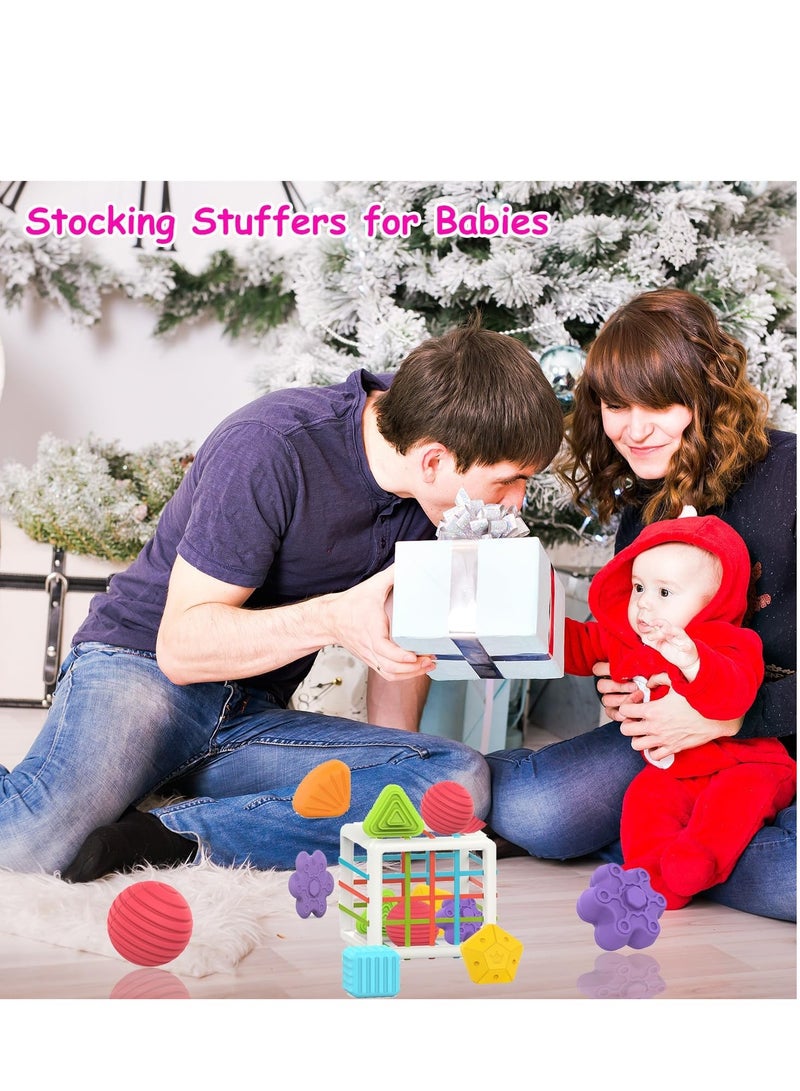 Raxoom Montessori Toys for 1 Year Old,Baby Sorter Toy Colorful Cube and 6 Pcs Multi Sensory Shape, Toddler Developmental Learning Toys Birthday Gifts,Baby Toys 6-12-18 Months - Image 2