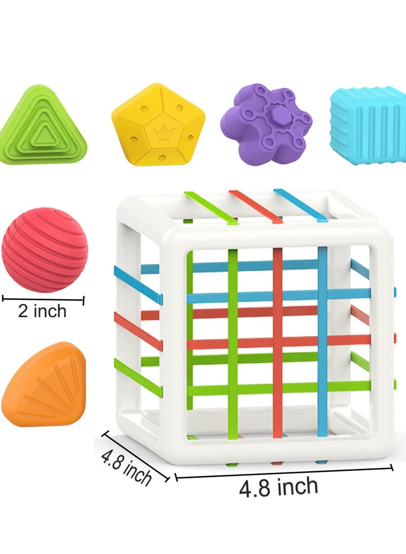 Raxoom Montessori Toys for 1 Year Old,Baby Sorter Toy Colorful Cube and 6 Pcs Multi Sensory Shape, Toddler Developmental Learning Toys Birthday Gifts,Baby Toys 6-12-18 Months - Image 3