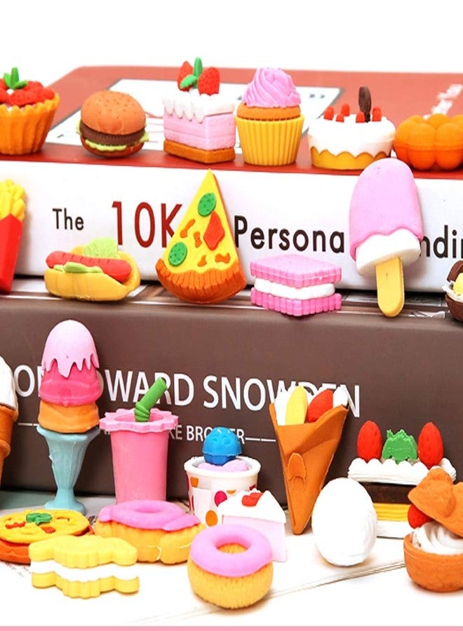 Cllayees 72 Pcs Assorted Food Pencil Erasers Toy Set, Cake Dessert Fruit Puzzle Erasers Toys for Kids Reward Party Favors (Food) - Image 4