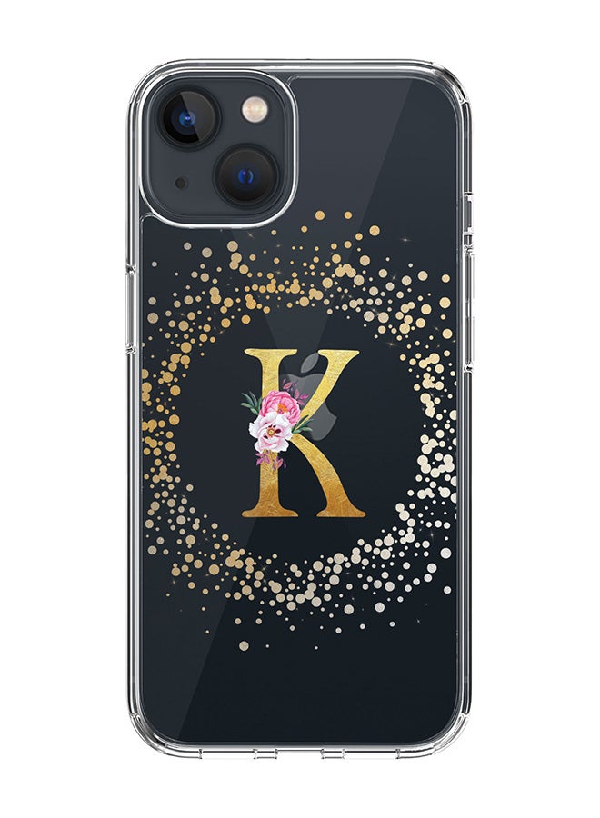 Stylizedd Classic Clear Case For iPhone 15, Hybrid Soft Case Flexible Edges Thin Cover- Custom Monogram Initial Letter Floral Pattern Alphabet - K(Transparent) - Image 1