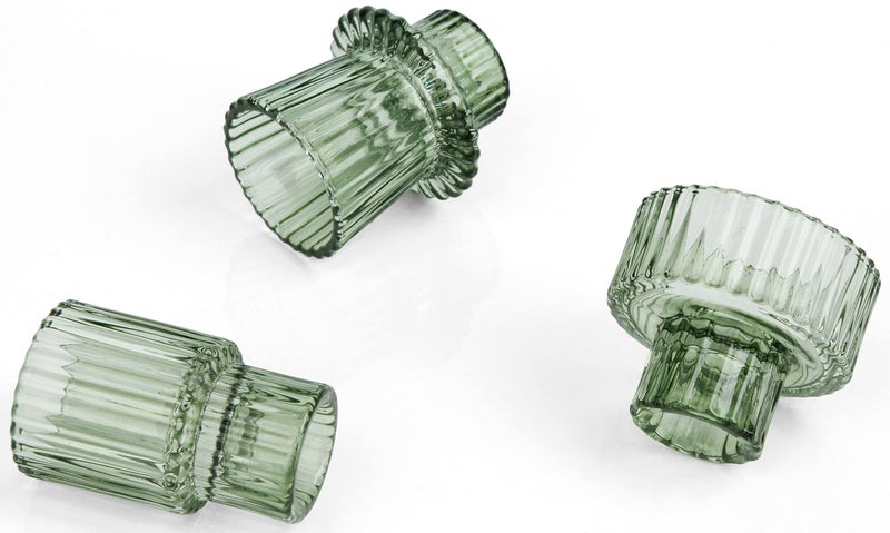 Vixdonos Taper Glass Candlestick Holders Tealight Candle Holders for Table Centerpieces, Wedding Decor and Dinner Party (6 Pcs, Green) - Image 2
