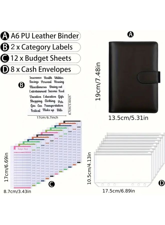 A6 PVC Budget Binder With Cash Stuffing Envelopes Labels And Expense Sheets Zippered Money Organizer For Financial Planning Receipt Storage ID Holders Blue Money Saving Planner For Daily Use - Image 3