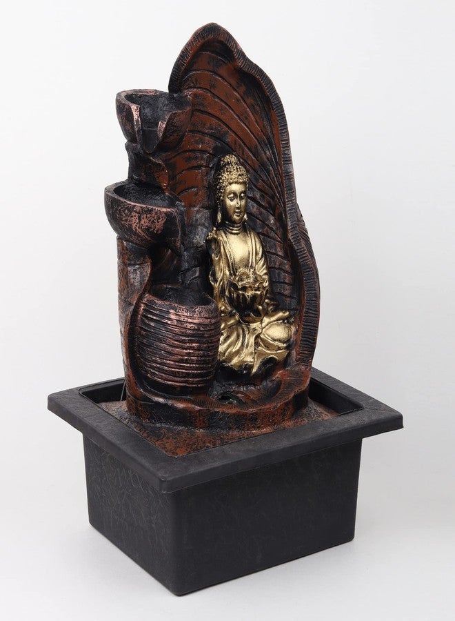 SPLICE Gautam Buddha 3 Step Water Fountain with Led Light Indoor & Outdoor for Home Decor Decoration Showpiece Gift Gifting Items - Image 3