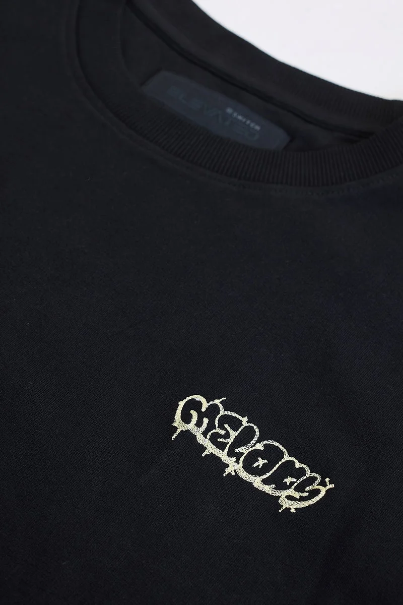 سنيتش تيشيرت جاز أسود كبير الحجم من موردن