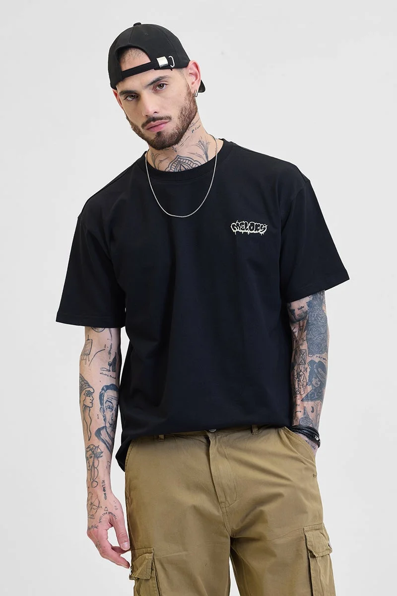 سنيتش تيشيرت جاز أسود كبير الحجم من موردن