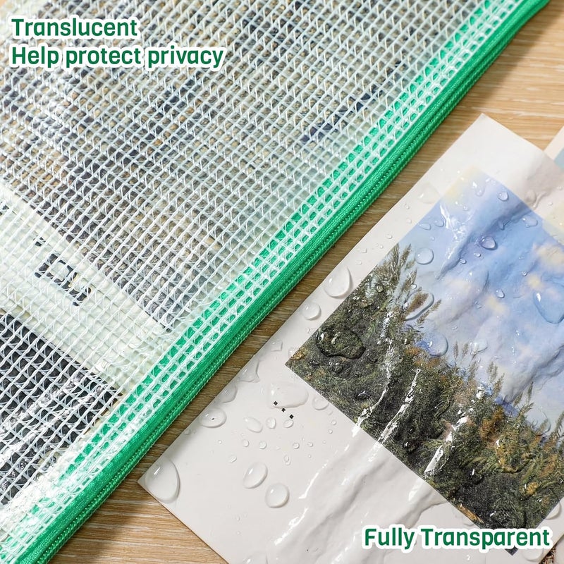 Handepo 100 Pack Mesh Zipper Pouch Pencil Pouches Bulk Clear Storage Bag Small Waterproof Purse Bag Multipurpose for Cash Board Game Passport Office(A6/9.45x4.53in,Green) - Image 3