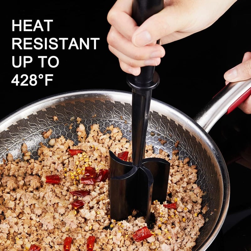 mythos MYTHOS Meat Chopper Heat Resistant Meat Masher for Hamburger Meat Ground Beef Smasher Nylon Hamburger Chopper Utensil Ground Meat Non Stick Chopper Potato Masher Tool 1 Pack Black - Image 5