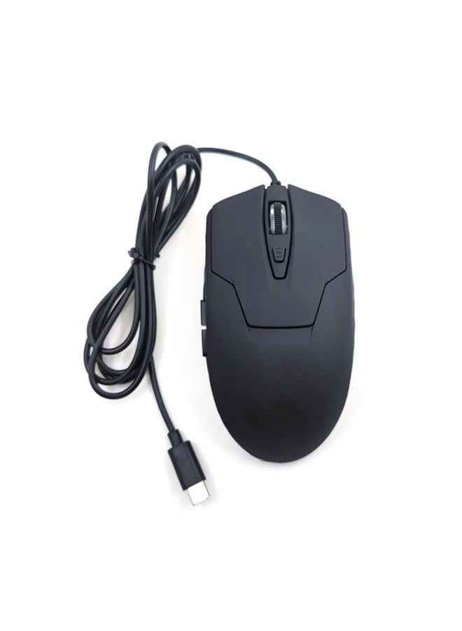 CBUS فأرة USB C سلكية، فأرة كمبيوتر هادئة بـ 6 أزرار - 4 سرعات DPI، تصميم مريح، إضاءة خلفية LED - متوافقة مع ماك، كروم بوك، HP، DELL XPS، ASUS، سيرفيس، فأرة ألعاب صامتة سلكية من نوع C - Image 1