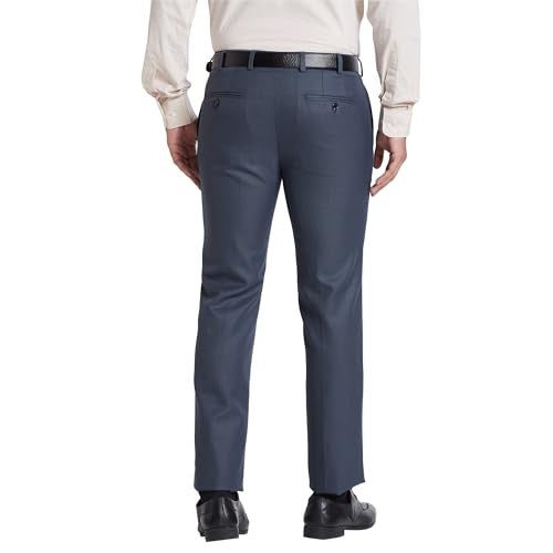Raymond Men's Flat Front Slim Fit Dark Grey Formal Trouser - Image 4