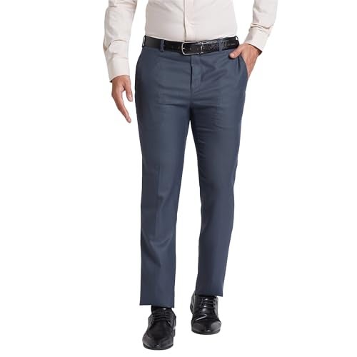 Raymond Men's Flat Front Slim Fit Dark Grey Formal Trouser - Image 1