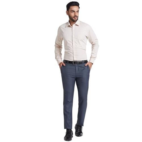 Raymond Men's Flat Front Slim Fit Dark Grey Formal Trouser - Image 5