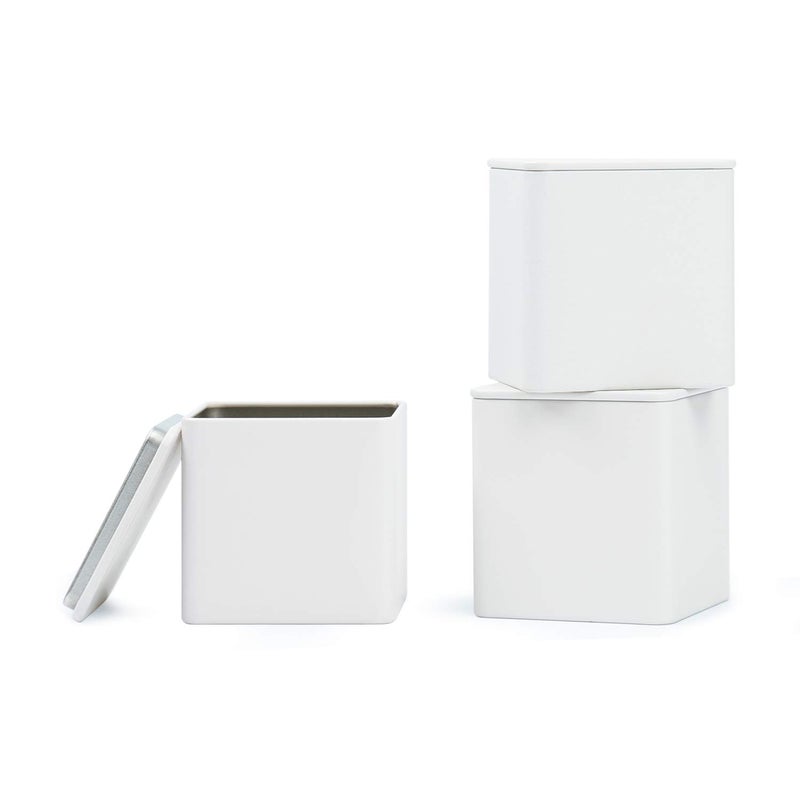 Tianhui Square Tin Can Empty Cube Steel Box Storage Container kit 65mm Series for Treats Gifts Favors Loose Tea Coffee and Crafts White 3S