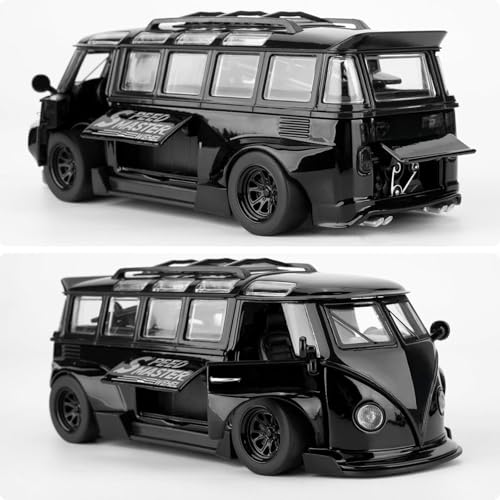 FEXXA 1.32 Scale Exclusive Alloy Metal Pull Back Die-cast Car Model with Sound Light Mini Auto Toy for Kids Metal Model Toy Car with Sound and Light (1.32 Scale VOLKS-WAGEN Bus-Black) - Image 4