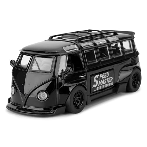 FEXXA 1.32 Scale Exclusive Alloy Metal Pull Back Die-cast Car Model with Sound Light Mini Auto Toy for Kids Metal Model Toy Car with Sound and Light (1.32 Scale VOLKS-WAGEN Bus-Black) - Image 1