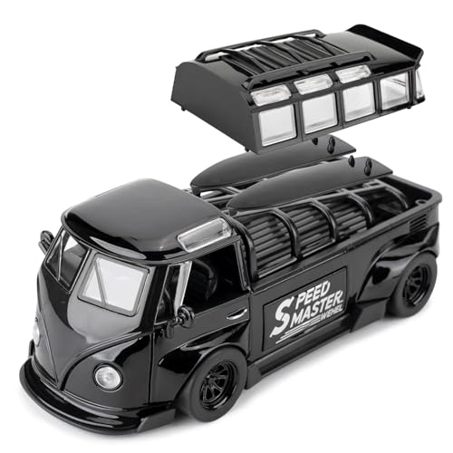 FEXXA 1.32 Scale Exclusive Alloy Metal Pull Back Die-cast Car Model with Sound Light Mini Auto Toy for Kids Metal Model Toy Car with Sound and Light (1.32 Scale VOLKS-WAGEN Bus-Black) - Image 5