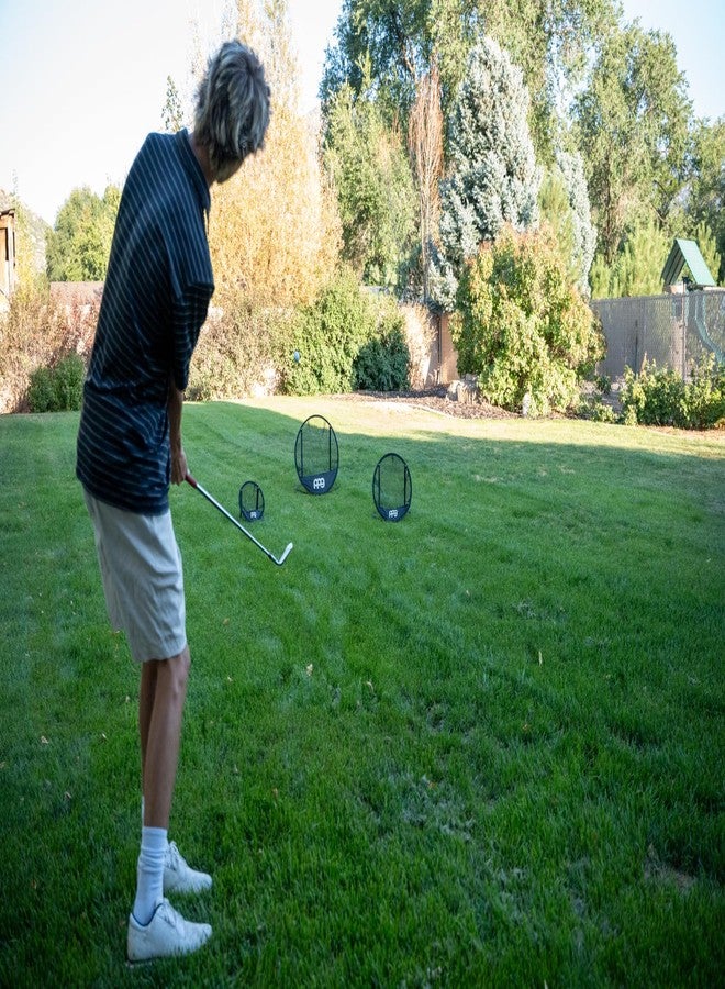 مجموعة شبكات تدريب الجولف PPG Pin Point Golf المكونة من 3 قطع، شبكات تدريب متعددة الأحجام قابلة للتمديد بتصميم قابل للطي، أهداف متعددة وحقيبة حمل محمولة للتدريب الداخلي والخارجي، رمادي - Image 4
