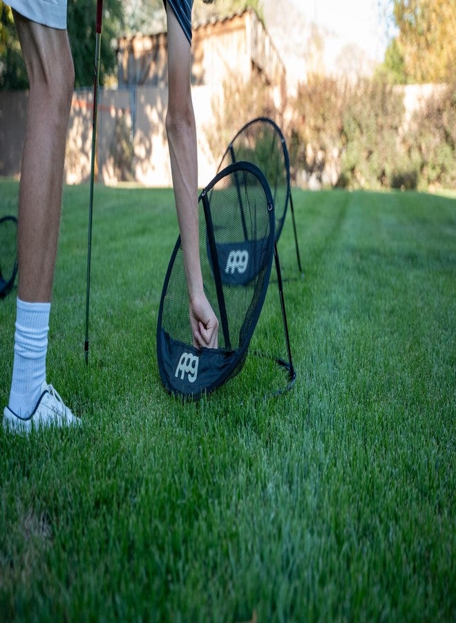 مجموعة شبكات تدريب الجولف PPG Pin Point Golf المكونة من 3 قطع، شبكات تدريب متعددة الأحجام قابلة للتمديد بتصميم قابل للطي، أهداف متعددة وحقيبة حمل محمولة للتدريب الداخلي والخارجي، رمادي - Image 3