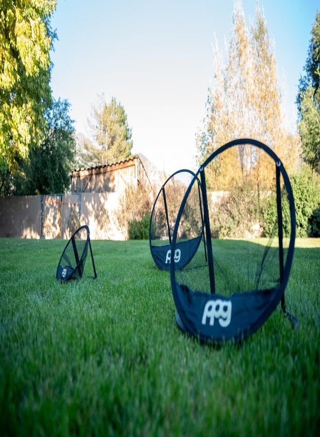 مجموعة شبكات تدريب الجولف PPG Pin Point Golf المكونة من 3 قطع، شبكات تدريب متعددة الأحجام قابلة للتمديد بتصميم قابل للطي، أهداف متعددة وحقيبة حمل محمولة للتدريب الداخلي والخارجي، رمادي - Image 2