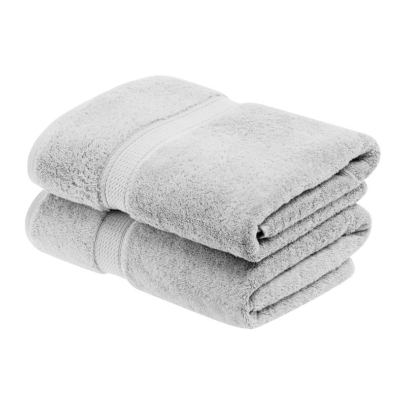 Superior Egyptian Cotton Pile Bath Towel Set of 2  Ultra Soft Luxury Towels  Thick Plush Essentials  Absorbent Heavyweight  Guest Bath  Hotel  Spa  Home Bathroom  Shower Basics  Silver - Image 1